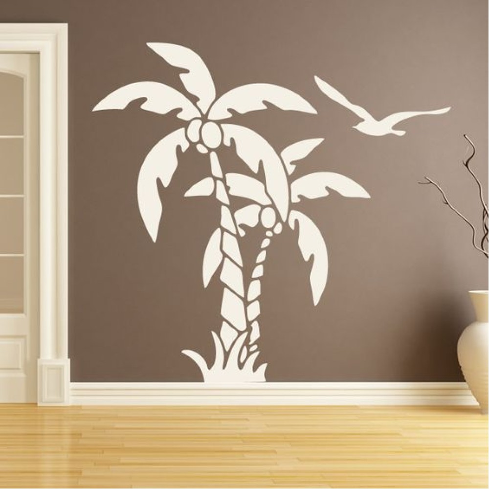 Palmiye Ağacı ve Martı Duvar Sticker