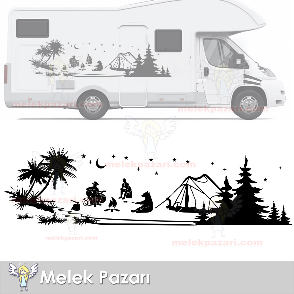 Kampçı Ayı, Çadır Kampı, Kamp Karavan Sticker