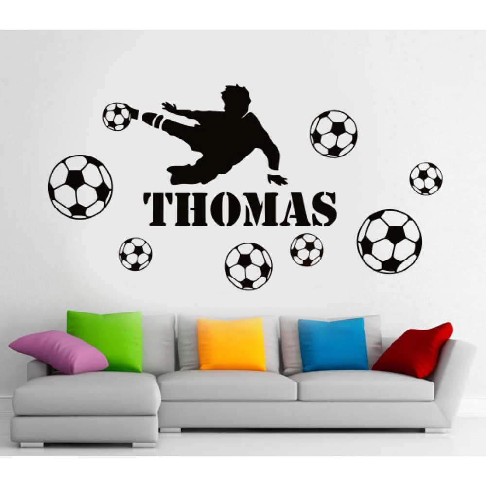 Futbolcu ve Futbol Topları Duvar Sticker
