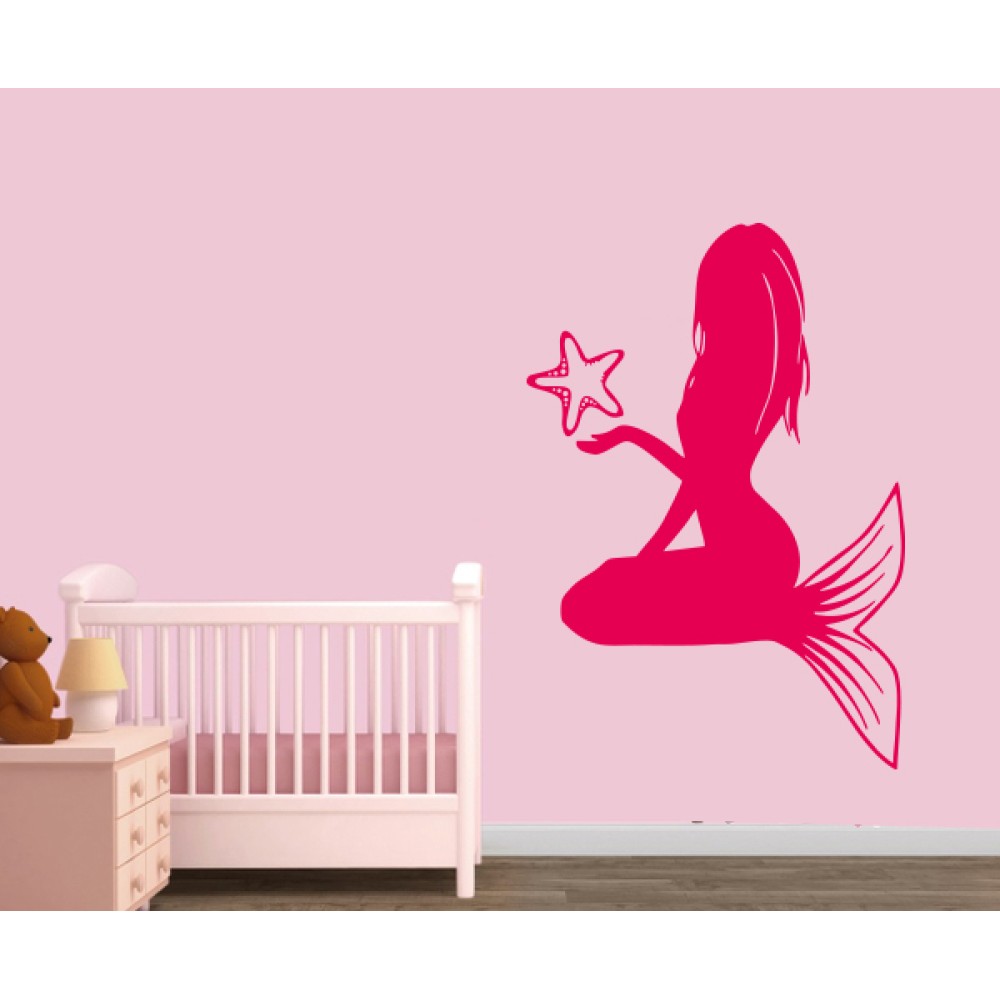 Deniz Yıldızı ve Deniz Kızı Banyo, Duvar Sticker 