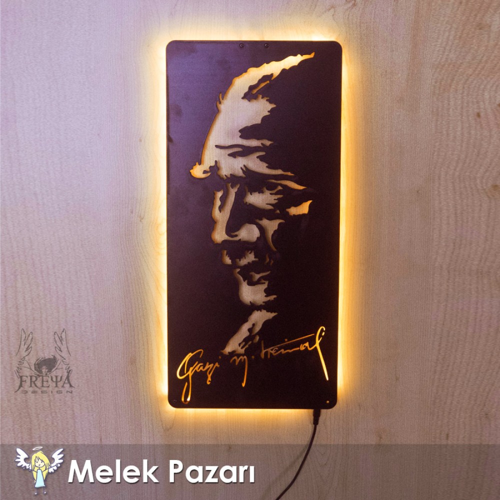Atatürk Led Işıklı Dekoratif Ahşap Tablo